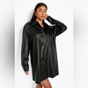 Oversized pocket detail shirt dress